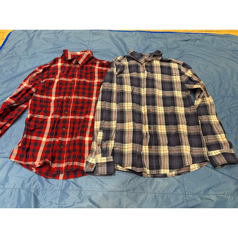 Sonoma M 10/12 cotton plaid button up shirt lot blue red